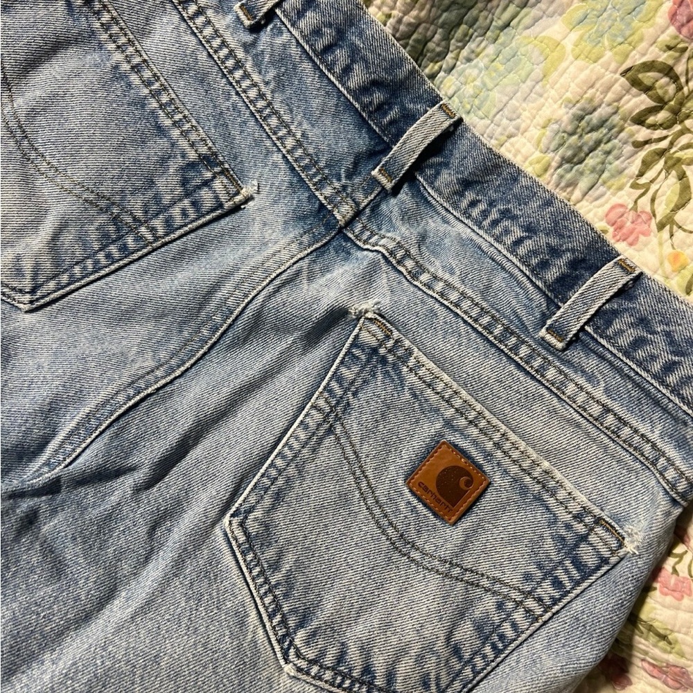 Carhartt Light Blue Denim Jeans with Tan Stitching